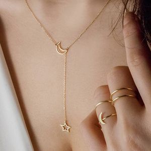 Star Moon Anhänger Halskette Schmuck Für Frauen Mädchen Gold Silber Mode Trends Marke Charms Lobster Verschluss Link Kette Choker Halsketten