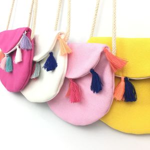 Summer Spring 4 Colors Kids Accessories Colorful Tassel Girl Bag Shoulder Gadget Bag Kids Girls Tassels cartoon shoulder bag