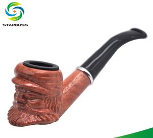 2023 novo cachimbo de madeira clássico, barba, cabo longo de homem velho, ferramenta de tabaco de boca chata