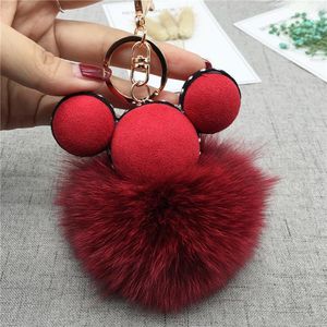 Kadınlar İçin Sevimli Fox Kürk Topu Araba Anahtarlık Bayanlar Peluş Anahtarlık kolye Yaratıcı Hediye Çanta Moda Charm Kolye Hediye