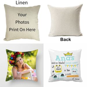 Customized Pillow Case Cotton Linen Festival Present Digital Printing Pillowcase Advertising Sofa Cushion Covers 45cm