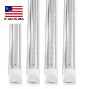 4-25 SZTUK T8 Sklep LED Oprawa światła 4FT 60W 8FT 120W Clear Obiektyw Pokrywa Podwójna strona 4 Rzędy V Kształt Zintegrowana żarówka Lampa LED Light Light