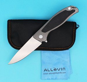 Speical Offer Ball Bearing Flipper Folding knife D2 Stone Wash Finish Blade TC4 Titanium Alloy + Black G10 handle With Zip Nylon Case