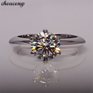 Choucong Solitaire Feminino 100% Real 925 anel de Prata esterlina 1.5ct Anéis de Noivado de Casamento Da Banda De Diamante Para As Mulheres homens presente