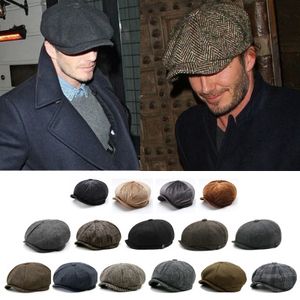 Cappellino ottagonale da strillone stile britannico Cappellino piatto da uomo grigio a spina di pesce Cappellino da donna Gatsby britannico Cappellino di lana autunno inverno YD0497