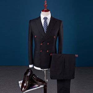 Neueste Mantelhose Designs Zweireiher Männer Anzug Slim Fit Mode Hochzeit Anzüge Für Männer Prom Bräutigam Smoking Jacke mit Hosen Set