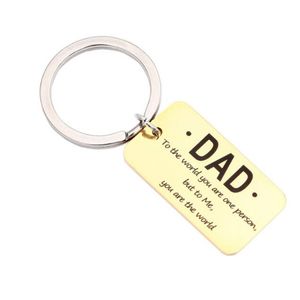 Stainless Steel Birthday Gift Father's Day Gift for Dad ' You Are One Person But to Me You Are the World 'family Key chain