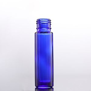 Neue Ankunft 10 ml transparente braun-blaue Glasrollerflaschen dicke Parfümflasche mit neuer Anti-Schwarz-Stahlkugel, schwarzer Kappe, 720 Stück