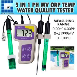 Orp Redoks Sayacı toptan satış-1 pH içinde ORP mV ORP Sıcaklık Redoks Metre çıkarılabilir Elektrot Taşınabilir Su Kalitesi Test Termometre Analiz Analizörü
