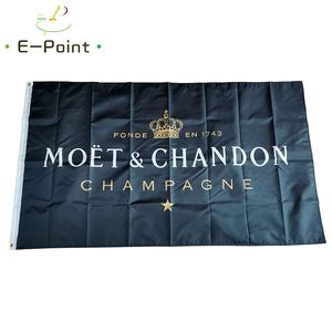 Флаг Moet Chandon черного фона 3 * 5 футов (90см * 150см) Полиэстер флаг Баннер украшение летающего флаг дома сада Праздничные подарки