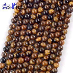 Naturlig gul tiger Eye Stone Round Shape Pärlor för smycken Making 3mm Spacer Loose Pärlor DIY Handgjorda Armband Smycken 15 