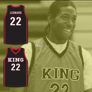 Kawhi Leonard #22 Martin Luther King High School Woes Basketball Jersey White Red Black Retro Men's Ed Custom Number Name Jerseys