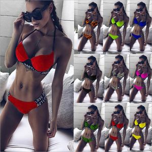 Bikini Frauen Designer Badeanzug Liebe Brief Bikinis Set Leopard Zebra Maillot De Bain Sexy Bademode Kostüm Da Bagno Donna Badeanzug B5442