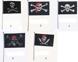 Mini Pirat Banner Halloween Bar Home Decoration Pirat Ręcznie Sygnał Flaga Cosplay Kids Rave Rekwizyty Czaszki Crossbones Drukuj Flagi