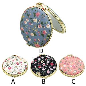 1Pc Mini Runde Tasche Klapp Make-Up Spiegel Vintage Doppel Seiten Floral Gedruckt Chinesischen Stil Kompakte Kosmetische Werkzeug Tragbare