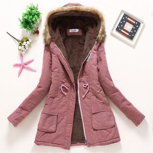 Mode-Frauen Winter Warm Mantel Weibliche Herbst Mit Kapuze Baumwolle Pelz Plus Größe Grundlegende Jacke Oberbekleidung Dünne Lange Damen chaqueta