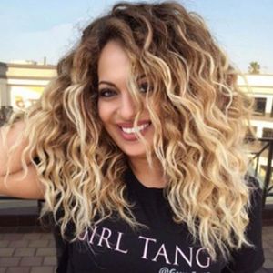 Ombre Short Bob Curly Wavy Perücke Hitzebeständige synthetische Perücken für schwarze Frauen FZP150