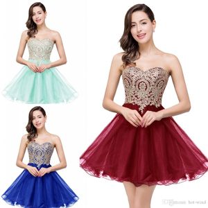 New Mini Short Homecoming Dresses 2016 Little Black Lace Appliques Tulle Cocktail Burgundy Prom Party Gowns Under 50 CPS411