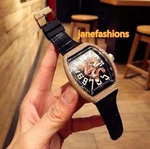 Rose Gold Diamant Herrenmode Uhr schwarzes Armband wasserdicht Sport heiße Uhr Weinfass Typ automatische mechanische Uhr kostenloser Versand