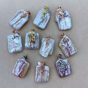 Factory wholesale price colorful natural alien square baroque beads freshwater pearl pendant fashion jewelry no chain