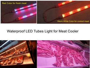 waterproof IP65 Led Tube Light Red+white Color 3ft 30w 4ft 40w 5ft 60w double line LED Tubes for Fresh Cooked Meat cooler