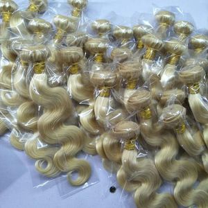 elibess 브라질 바디 웨이브 인간의 머리카락 weft 613 금발 색깔 3pcs / lot 페루 말레이시아 인도 버진 머리 위브 묶음 여성을위한 모든 연령대 10-28inch