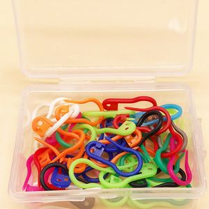 50Pcs/set Colorful Knitting Stitch Markers Crochet Locking Tool Craft Ring Holder in pear shaped safety pin