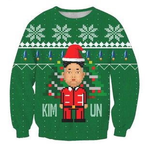 En Yeni Moda Bayan / Erkek Merry Christmas Komik 3D Baskı Casual Crewneck Kazak Jumper