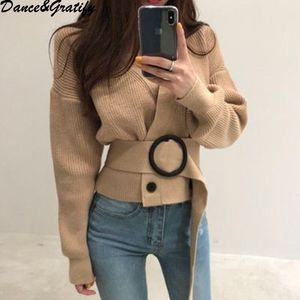 Novo Outono Inverno de Alta Qualidade Mulheres Dupla Breasted Oversized Loose Cardigans Casuais CHIC Pescoço Chic Camisola Casaco Casaco CoatMX190926