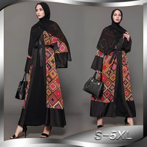 Plus Size 5XL Abaya Dubai Printed Plaid Hijab Muslim Dress Qatar UAE Abayas Women Jilbab Robe Musulmane Turkish Islamic Dress