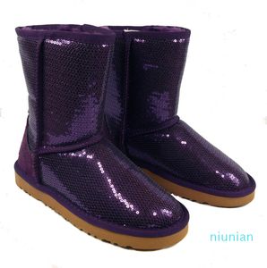 Hot Sale-New Women Fashion glitter sequins Snow Boots BOOT Winter Shoes Black Blue purple golden Silver 6colors choose