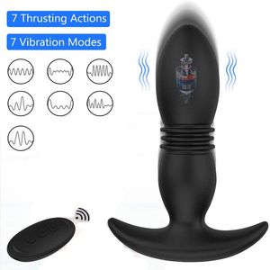 Remote Control Telescopic Vibrating Anal Plug Dildo Butt Plug Male Prostate Massage Vibrator Anal Sex Toy For Men Women J2198