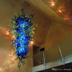 Bright Colorful Blue Modern Chandeliers Lamps LED Mouth Blown Glass Luxury Large Chandelier Light Fixture