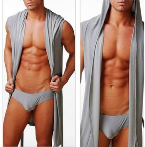 Europa och amerikanska män badrockar badande ärmlös silkeslen mens slitage nightgown badrockar män ultra-tunna hem kläder