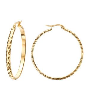 Große Goldene Ohrringe 18k großhandel-Damen Big Circle Princess Cut Chirurgic Steel Clip auf Schraubenrücken Reifen Ohrringe für Frauen Karat vergoldet