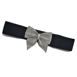 Cinture di design di lusso Cintura nera larga elastica con fiocco grande e moda nera Cintura intarsiata con strass super brillanti Bg-840