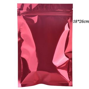 100 adet 7.08 * 10.23 inç (18 * 26 cm) Büyük Boy Kullanımlık Kırmızı Kahve Çekirdeği Depolama Paketi Torbalar Çanta Parlak Düz Isı Sızdırmazlık Ambalaj Kuru Gıda Çantaları