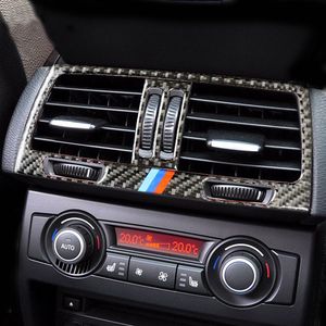 Carbon Fiber Car Center Console Luftkonditionering Ventil Dekorativ Frame Outlet Cover Trim klistermärken för BMW E70 E71 x5 x6 Auto tillbehör