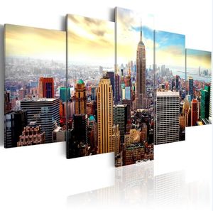 Wholesale light for canvas painting resale online - 5 Panels Hot Canvas Print Light Of The City Poster Modern Home Wall Decor Painting Canvas Printing Art HD Print Painting
