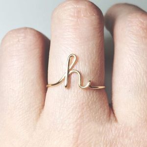 Letters Design Fashion Deformed Letter Rings For Women Simple Gold Silver Name Ring Female Statement Party Charm Jewelry Gift