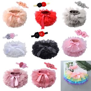 15 Farben Baby Mädchen Tutu Rock Bogen Gaze Röcke mit Stirnband PP Shorts Rock Kinder Designer Kleidung Mädchen Baby Prinzessin Röcke M2071