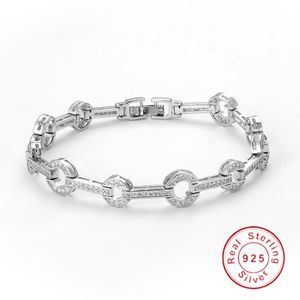 2019 Più nuovo design 925 argento sterling 18 cm catena pavimenta il braccialetto delle signore di modo di cristallo di zirconi cubici per il regalo della ragazza delle donne