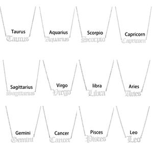 Horoscope sign pendant necklace Constell Stainless steel letter necklaces Taurus Aquarius Scorpio Gemini Sagittarius fashion jewelry drop ship