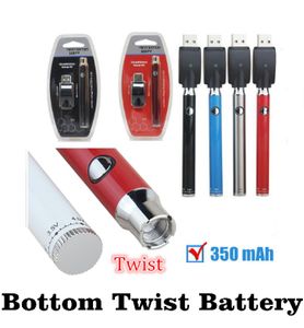 Bottom Twist VV Vape battery Button Preheat Variable Voltage Bud 510 thread Wirless USB Charger Black paper box packaging