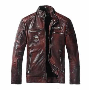 PU Leather Mens motociclista Jaquetas gola manga comprida Grosso Designer Mens Leather Jacket Autumn Mens impresso Coats