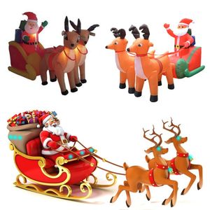 Christmas Decorations 210cm giant inflatable Santa Claus double deer sleigh LED light outdoor