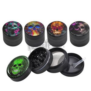 Ny sockerskalle-serie metall Aluminium Rökning Herb Grinder 50mm 4 Piece CNC Diamant Tänder Tobak Herbal Grinders Spice Crusher Hand Muller