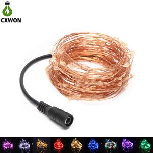 Luz de corda LED DC12V 10m 100leds 20m 200leds impermeável 7 cores fio de cobre cordas de Natal para decoração de casamento de festa