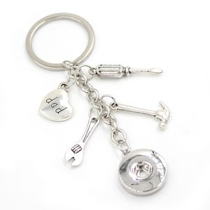 Neue Ankunft Großhandel 18mm Snap Schmuck DAD Schlüsselanhänger Geschenk Werkzeuge KeyChain Handtasche Charme Snap Schlüsselanhänger Schlüsselanhänger DAD Geschenk Bijoux