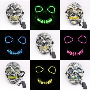 Halloween EL Wire Glow Skull Mask Skull Face Mask Glowing In The Dark Horror Mask Regolabile lampeggiante Maschere per feste di Halloween DBC VT0725